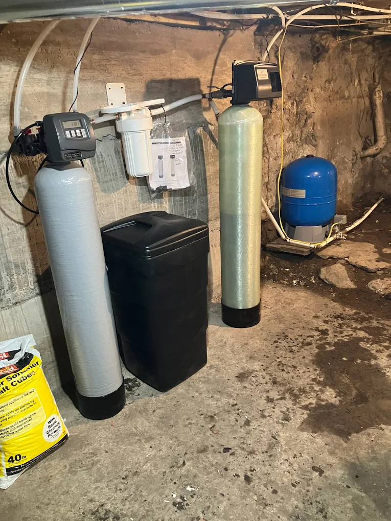 Water softener and filter setup in basement