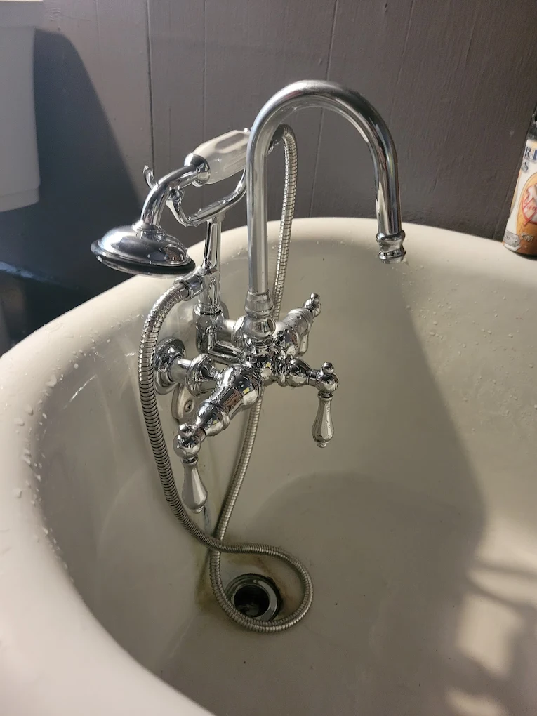 Chrome clawfoot tub faucet installation