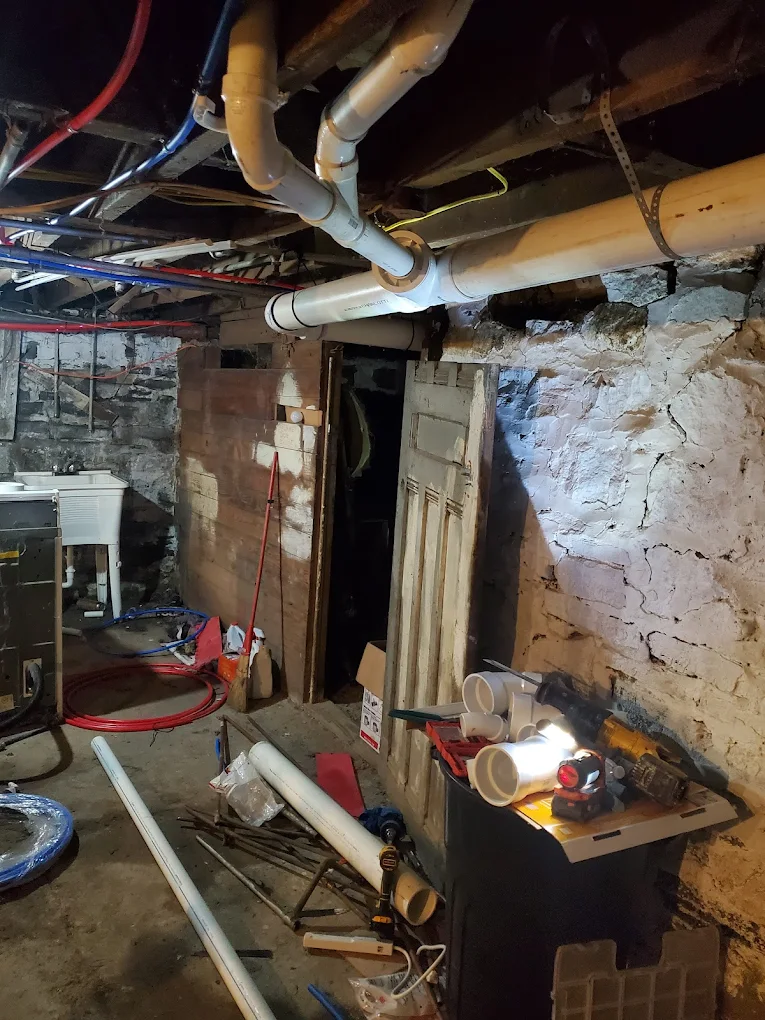 Basement drain and supply line work