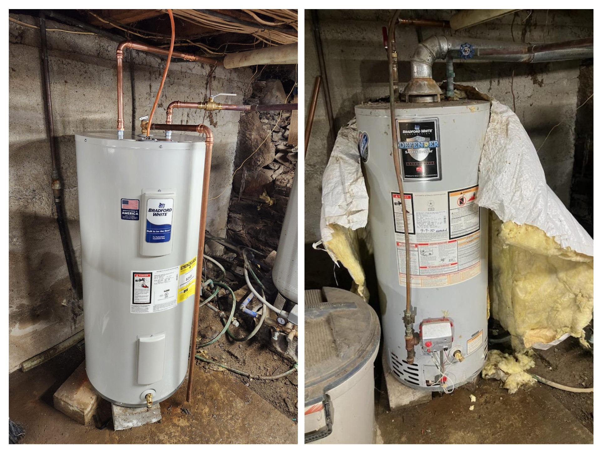 Water heater before & after replacement